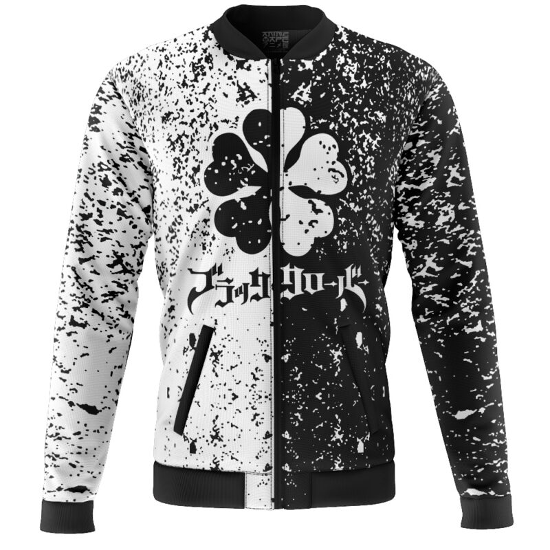 Five Leaf Clover Black Clover Casual Bomber Jacket