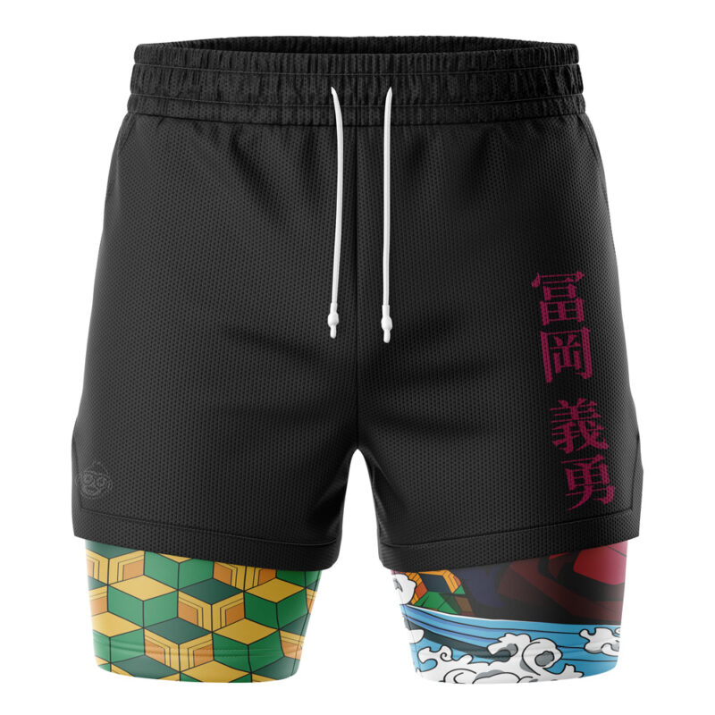 Giyu Tomioka Water Hashira Demon Slayer 2-in-1 Performance Shorts - Image 2