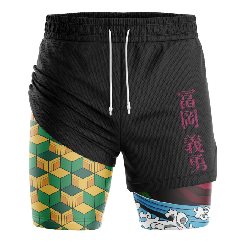 Giyu Tomioka Water Hashira Demon Slayer 2-in-1 Performance Shorts - Image 3