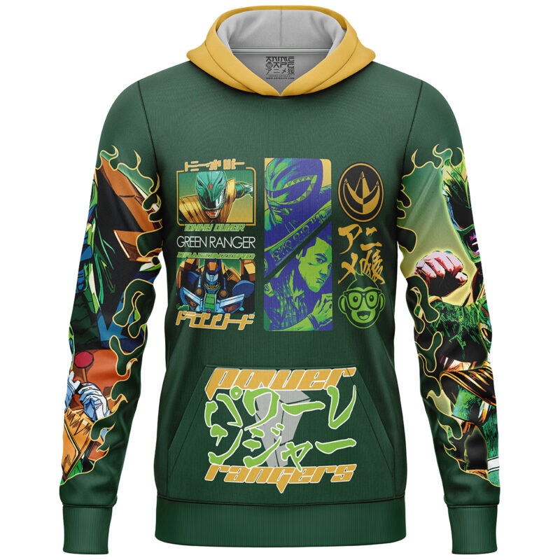 Green Ranger Mighty Morphin Power Rangers Streetwear Lightweight Hoodie - Image 2