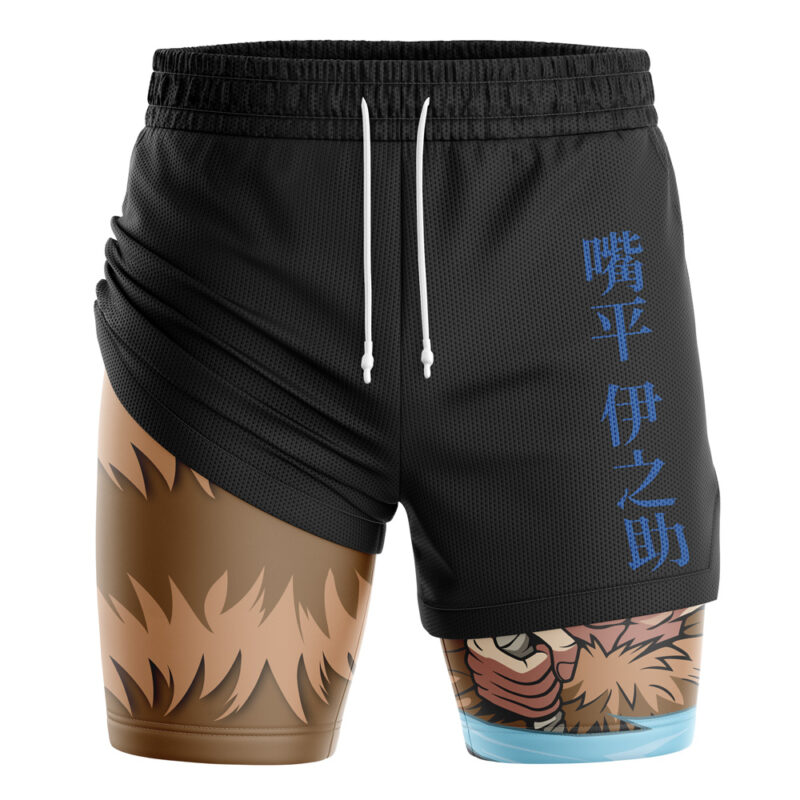 Inosuke Beast Breathing Demon Slayer 2-in-1 Performance Shorts - Image 3