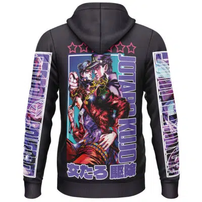 A black Killua Zoldyck V3 Hunter x Hunter streetwear hoodie featuring colorful anime-style artwork, dramatic character poses, vibrant sleeve designs, and Japanese text accents; lightweight and stylish for fans.