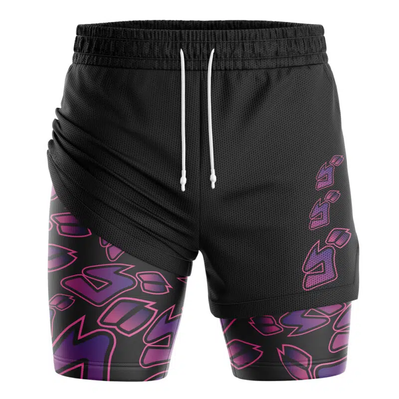 Menacing Aura V2 JoJo's Bizarre Adventure 2-in-1 Performance Shorts - Image 3