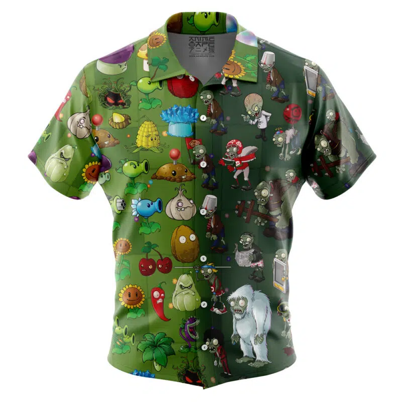 Plants Vs. Zombies Button Up Hawaiian Shirt