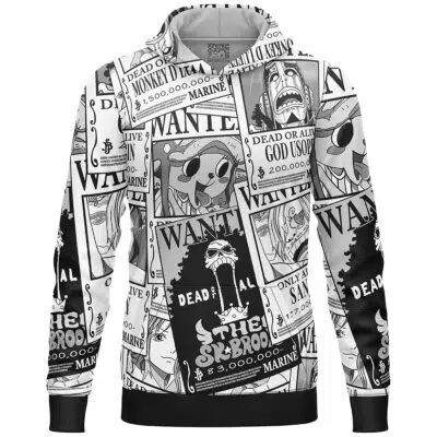 Straw Hat Wanted Pattern One Piece Lightweight Hoodie