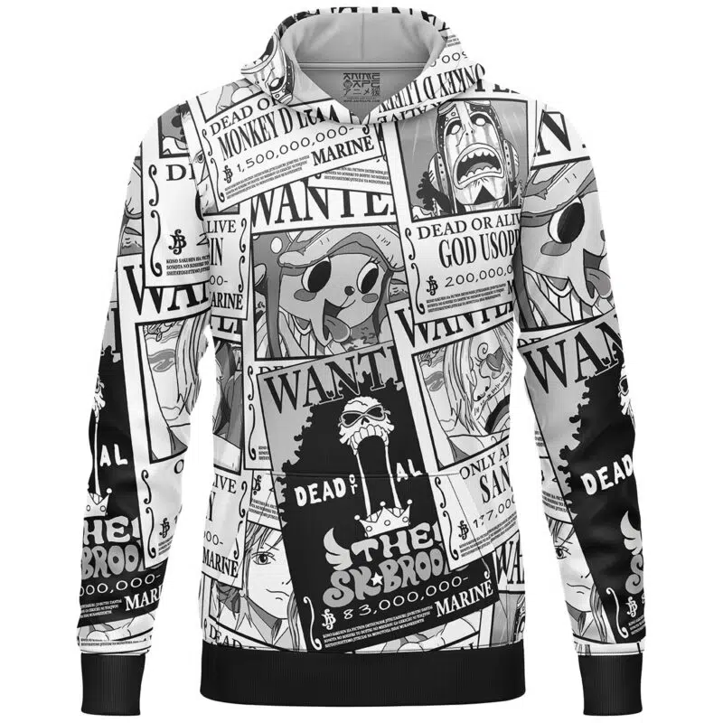 Straw Hat Wanted Pattern One Piece Lightweight Hoodie