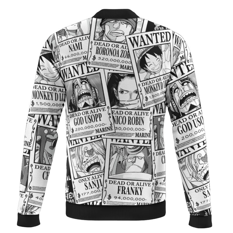 Straw Hat Wanted Posters One Piece Casual Bomber Jacket - Image 2