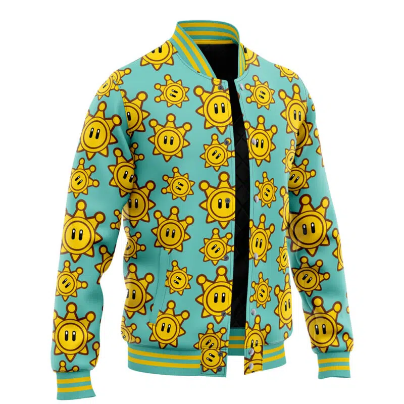 Sunshine Pattern Super Mario Bros Varsity Jacket - Image 2