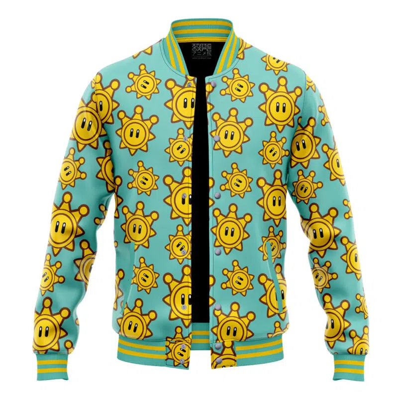 Sunshine Pattern Super Mario Bros Varsity Jacket