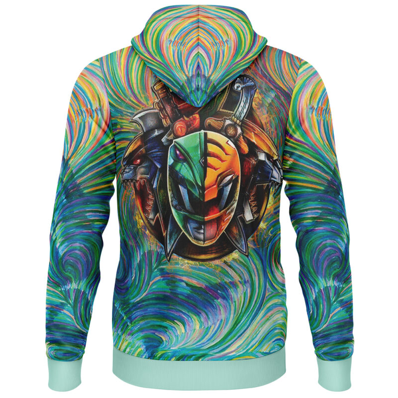 Trippy Green White Power Ranger Lightweight Hoodie - Image 2