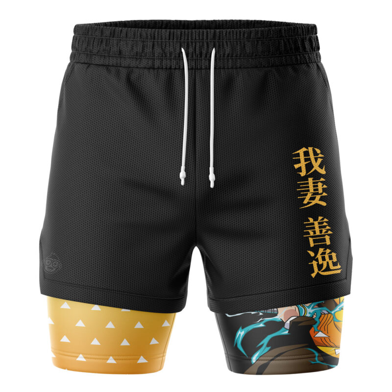 Zenitsu Thunder Breathing Demon Slayer 2-in-1 Performance Shorts - Image 2