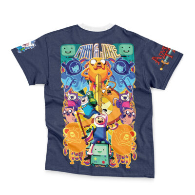 A navy blue streetwear T-shirt, The Homelander The Boys, features vibrant characters in a dynamic design on the back with themed text at the top and The Boys logo on the sleeve.
