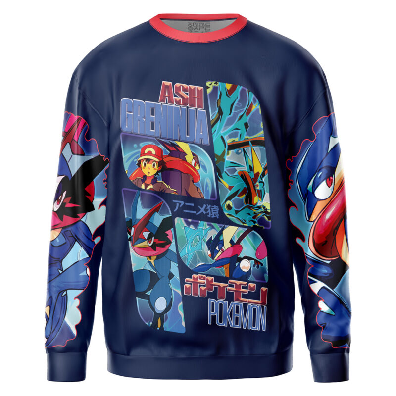 Navy blue sweatshirt featuring Jake the Dog and Finn the Human from Adventure Time in streetwear style, with vibrant artwork and bold lettering.
