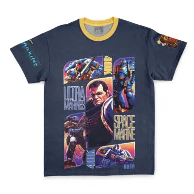 Navy blue streetwear T-shirt featuring bold sci-fi artwork of Jedi Grand Master Yoda from Star Wars on the front, with eye-catching designs on the sleeves.