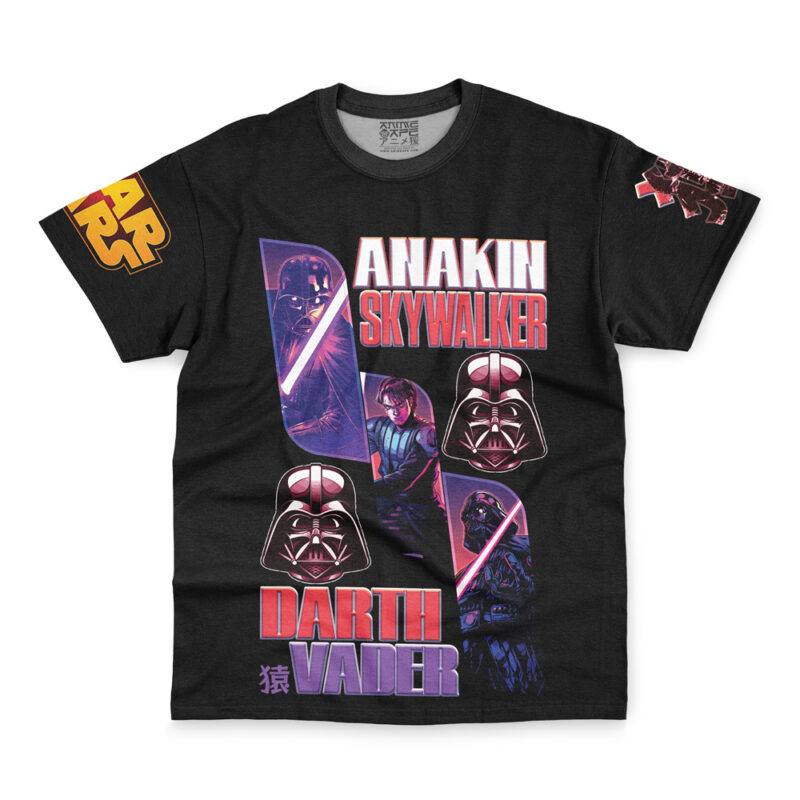 Black Pickle Rick streetwear T-shirt featuring Rick and Morty graphics, bold text, sleeve logos, and designs in purple, red, and white tones.