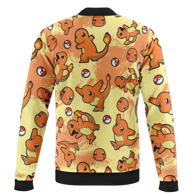 Charmander Pattern Pokemon Casual Bomber Jacket - Image 2