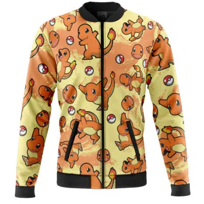Charmander Pattern Pokemon Casual Bomber Jacket