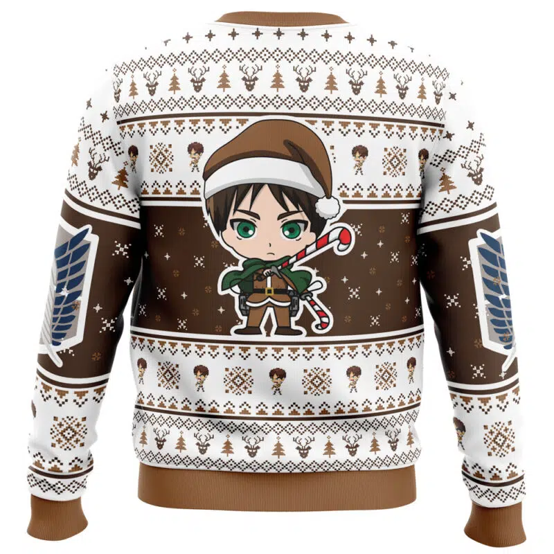 Christmas Chibi Eren Attack on Titan Ugly Christmas Sweater - Image 2
