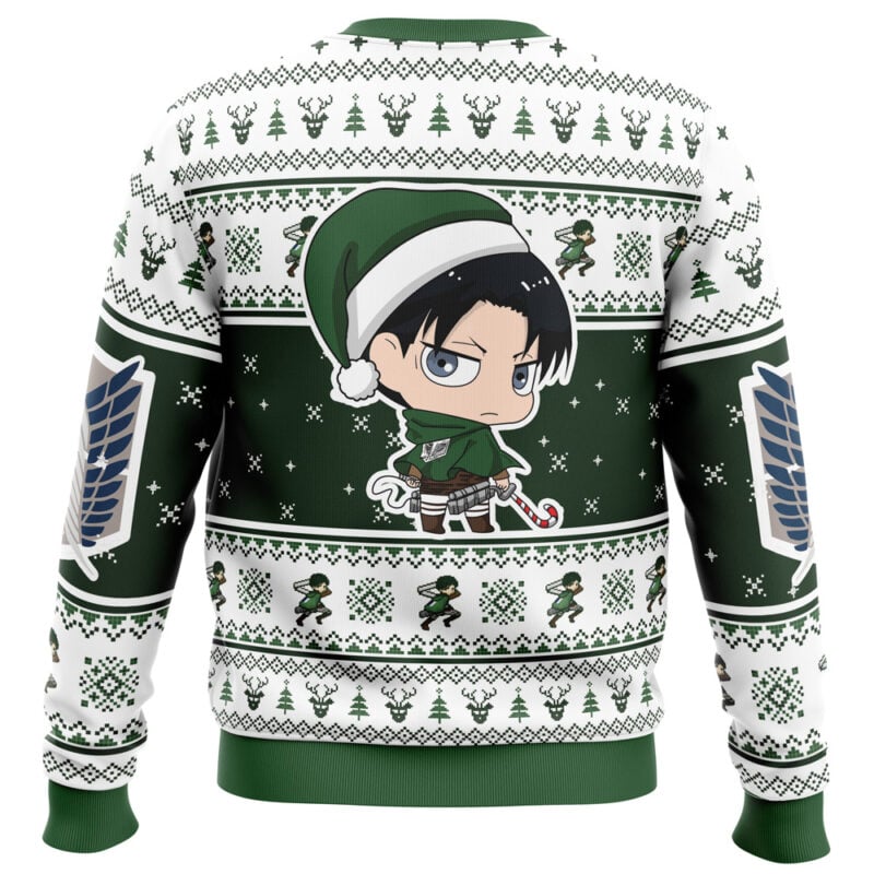 Christmas Chibi Levi Attack on Titan Ugly Christmas Sweater - Image 2