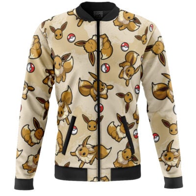 Eevee Pattern Pokemon Casual Bomber Jacket