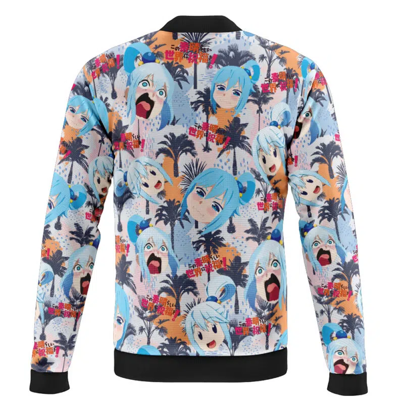 Funny Face Aqua Konosuba Casual Bomber Jacket - Image 2