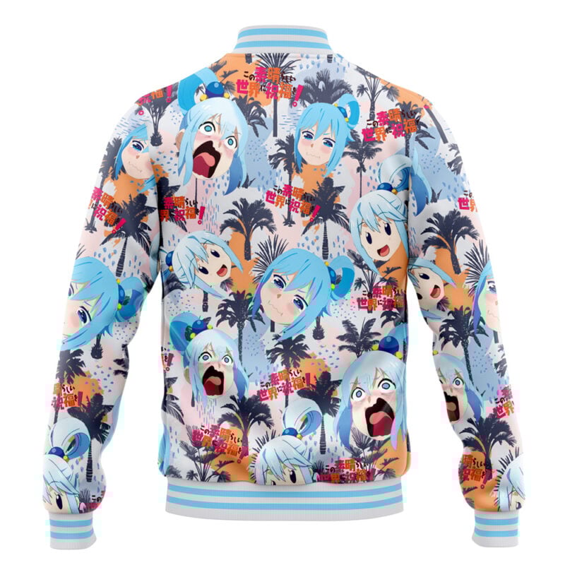 Funny Face Aqua Konosuba Varsity Jacket - Image 4