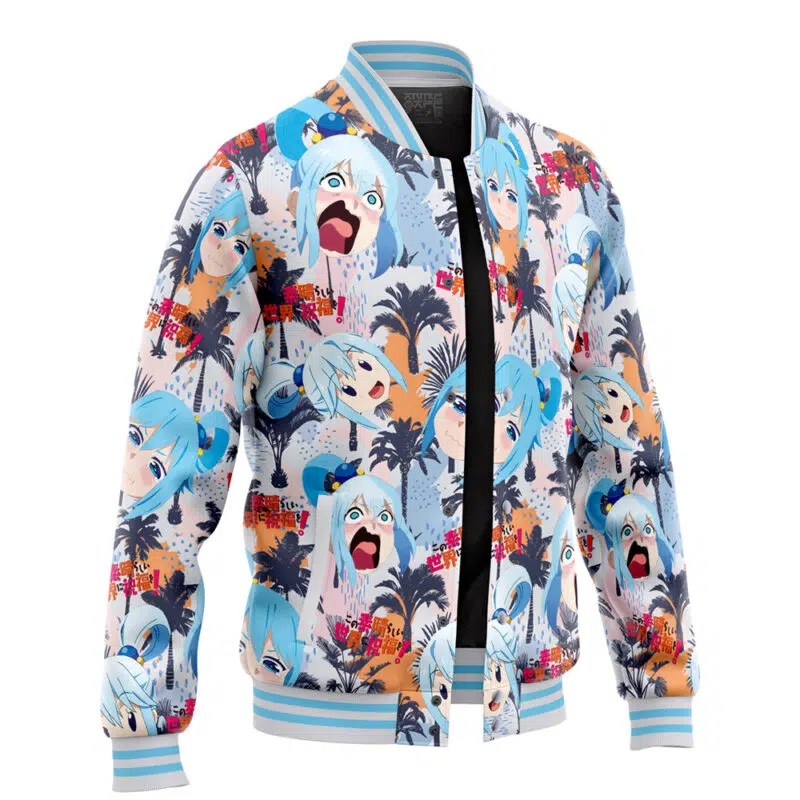Funny Face Aqua Konosuba Varsity Jacket - Image 2