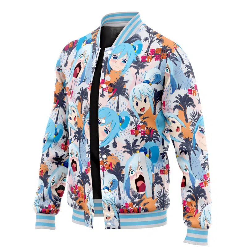 Funny Face Aqua Konosuba Varsity Jacket - Image 3