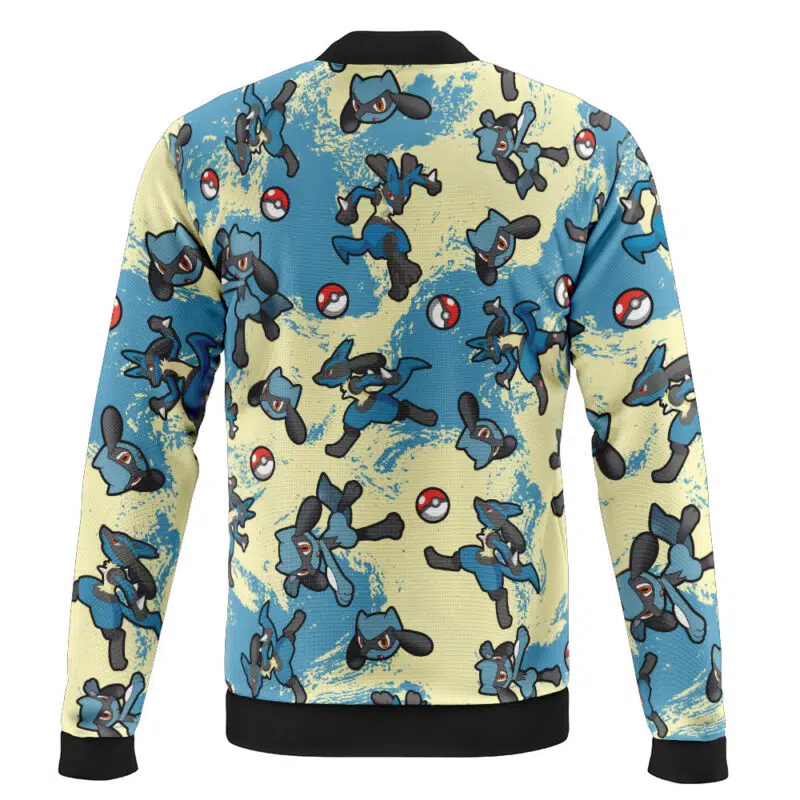Lucario Pattern Pokemon Casual Bomber Jacket - Image 2