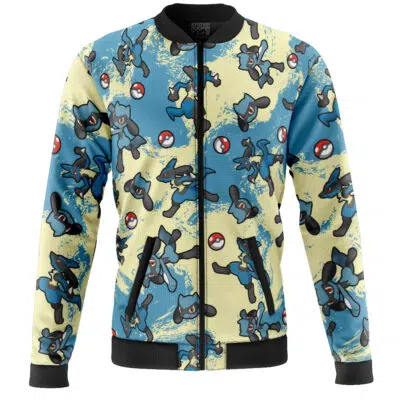 Lucario Pattern Pokemon Casual Bomber Jacket