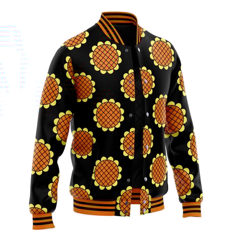 Luffy Dressrosa Pattern One Piece Varsity Jacket - Image 2