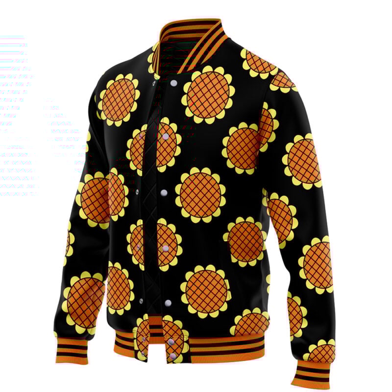 Luffy Dressrosa Pattern One Piece Varsity Jacket - Image 3