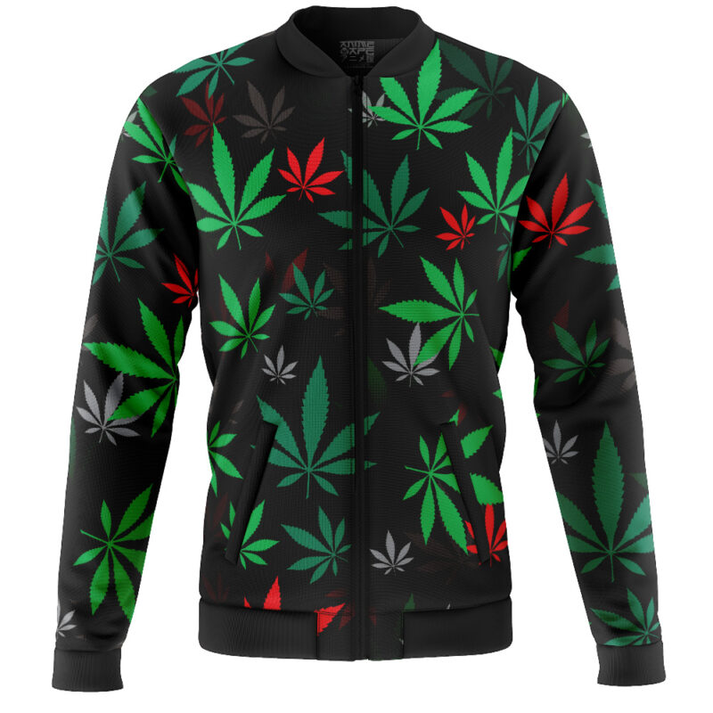 420 Pot Plants Pattern Casual Bomber Jacket