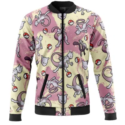 Mewtwo Pattern Pokemon Casual Bomber Jacket