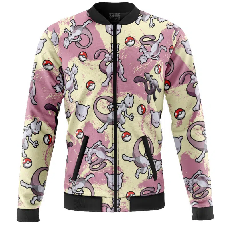 Mewtwo Pattern Pokemon Casual Bomber Jacket