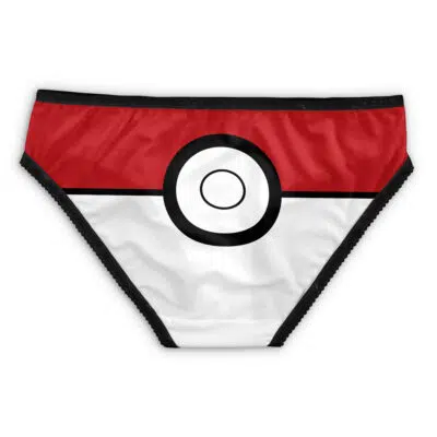Team Rocket Pokemon Panties: Red, white, and black underwear with a Poké Ball-inspired circular pattern on the front.