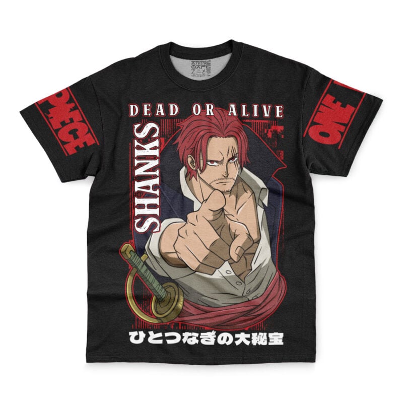 Shanks Dead Or Alive One Piece Streetwear T-Shirt - Image 2