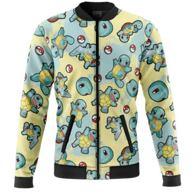 Squirtle Pattern Pokemon Casual Bomber Jacket