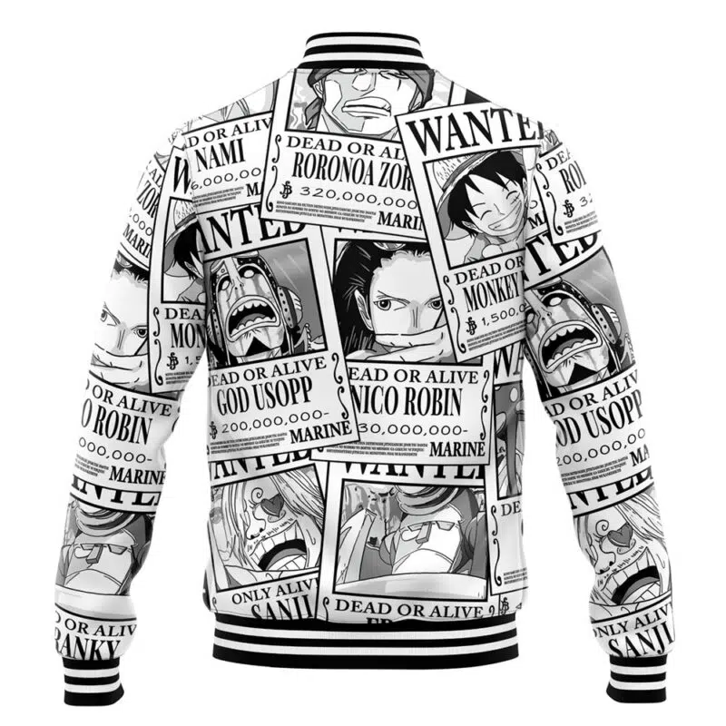 Straw Hats Wanted Poster One Piece Varsity Jacket - Image 4