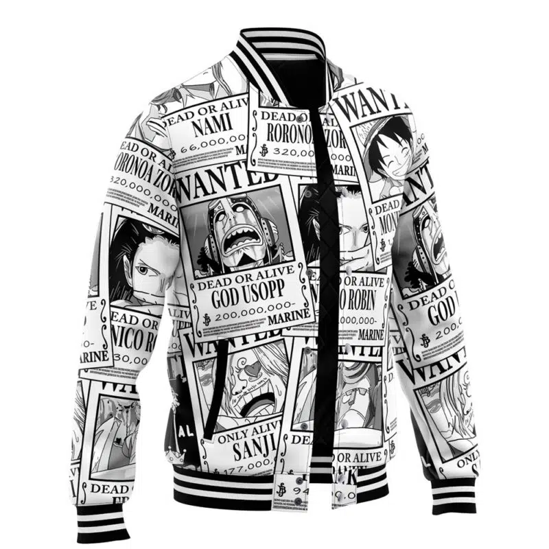 Straw Hats Wanted Poster One Piece Varsity Jacket - Image 2