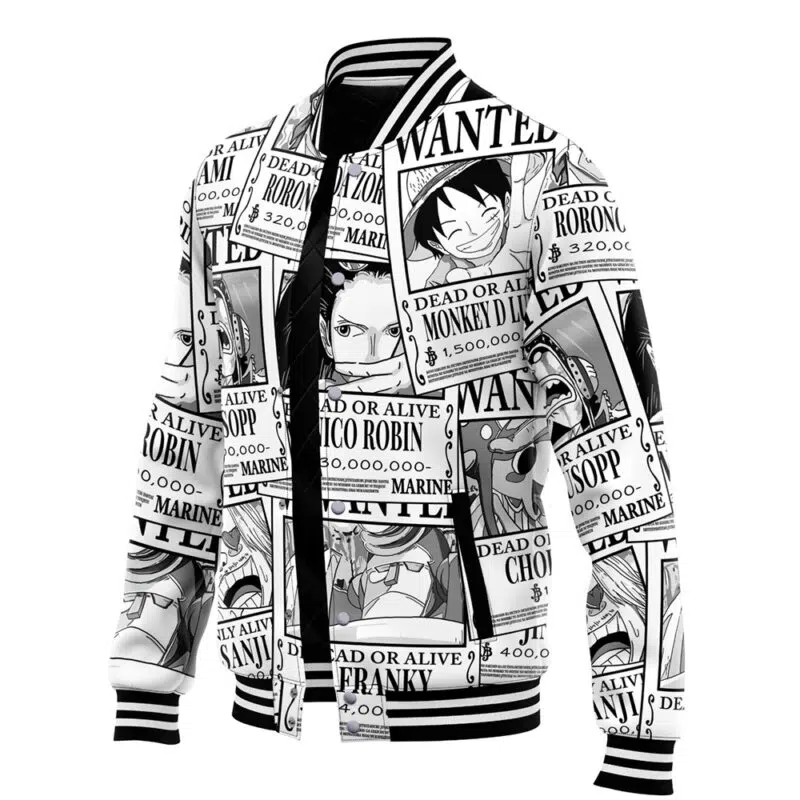 Straw Hats Wanted Poster One Piece Varsity Jacket - Image 3