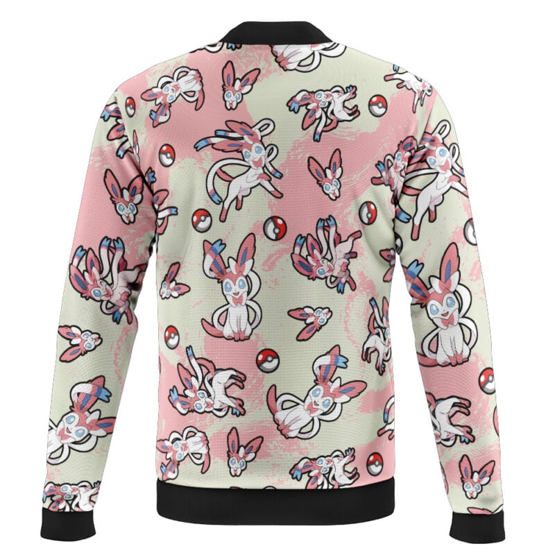 Sylveon Pattern Pokemon Casual Bomber Jacket - Image 2
