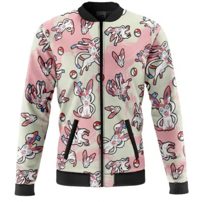 Sylveon Pattern Pokemon Casual Bomber Jacket