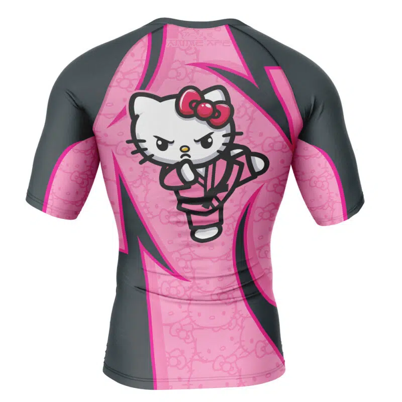 The Karate Hello Kitty Sanrio Short Sleeve Rash Guard Compression Shirt