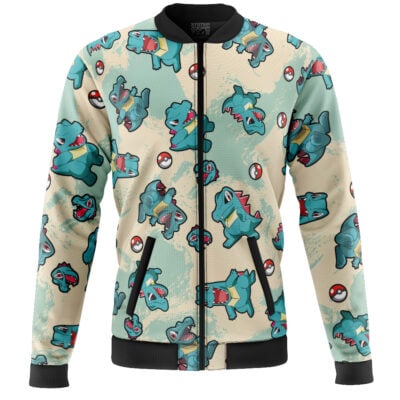 Totodile Pattern Pokemon Casual Bomber Jacket