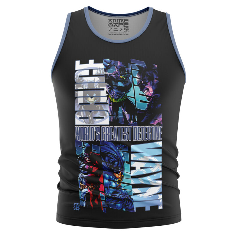 A black tank top with light blue trim featuring Maka Albarn and Soul Evans illustrations, the text "Soul Eater," and "Maka x Soul" in large letters down the side.