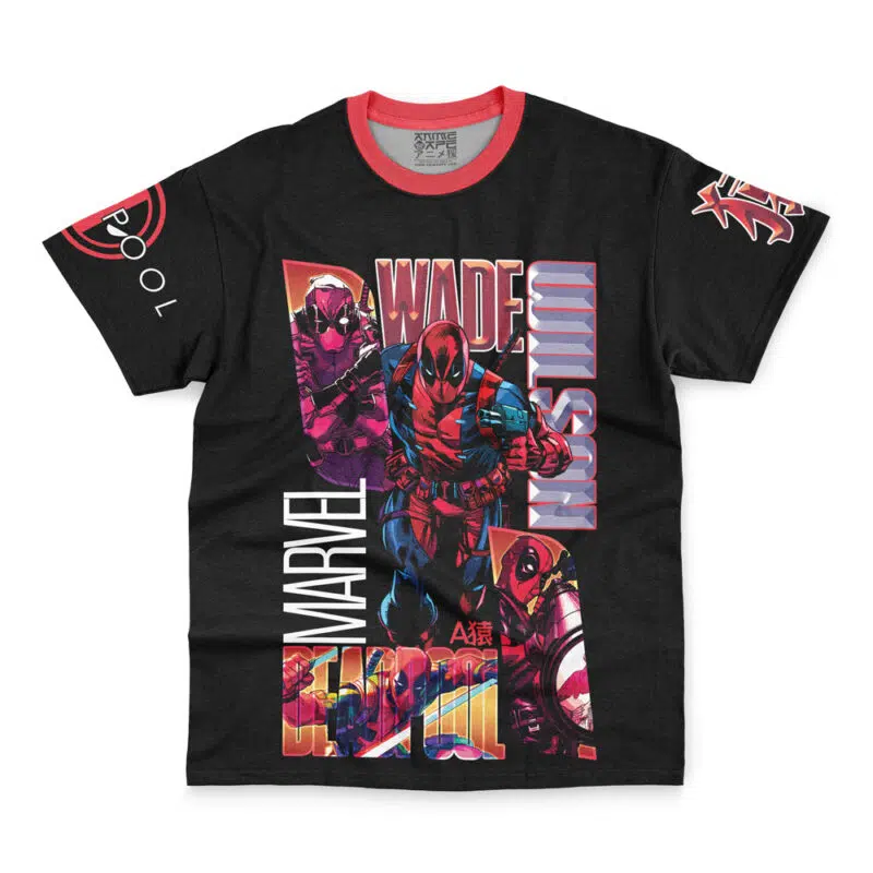 Black t-shirt featuring comic-style art of Batman Who Laughs, with bold “BATMAN WHO LAUGHS” and “DC COMICS” on the front, plus Batman logos on the left sleeve.