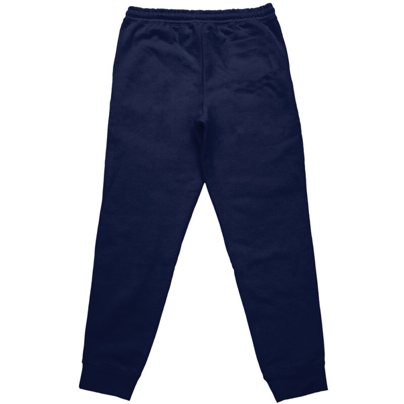 Deadpool Marvel Comics Streetwear Sweatpants in navy blue, shown from the back with an elastic waistband and ankle cuffs.