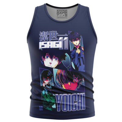 A navy blue tank top featuring Marvel Comics' Deadpool in various poses, with bold streetwear style and the name Deadpool displayed prominently on the front.