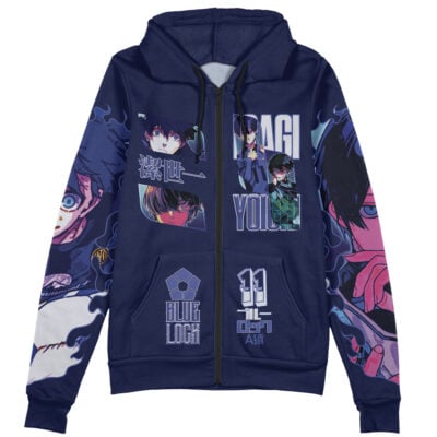 A zip-up hoodie featuring Deadpool Marvel Comics streetwear graphics, with bold illustrations and text on the front and sleeves.